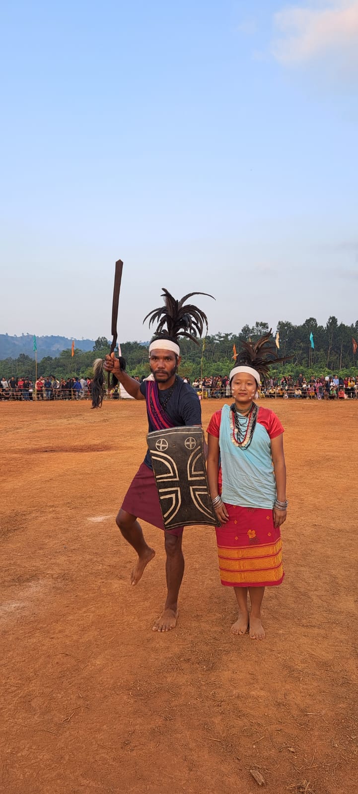 Wangala performers in traditional dress