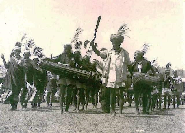 Archive photo from Year 1976 showing Wangala drummers and dancers