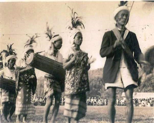 Archive photo from Year 1976 showing Wangala performers in traditional attire